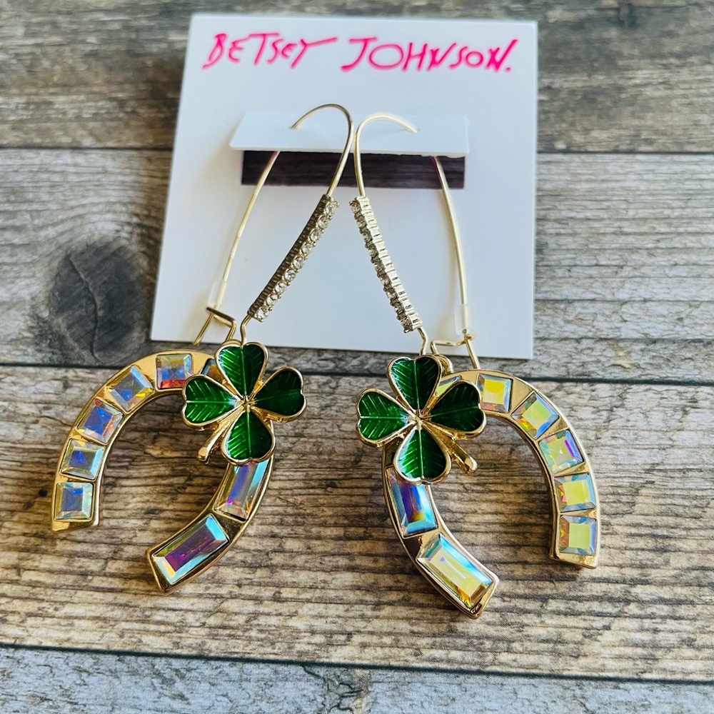 Betsey Johnson Lucky Horseshoe St Patrick Day Earrings
